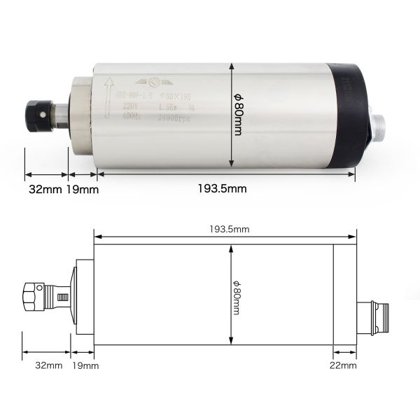 1.5KW Air Cooling CNC Spindle Motor ER16 Collet 400Hz For Wood Engraving