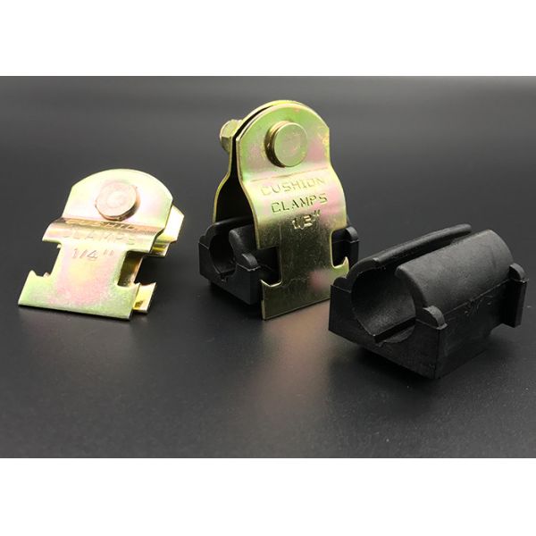 Buy Gold Zinc Insulated Pipe Clamps Strut tpe Rubber Cushion Clamps at wholesale prices