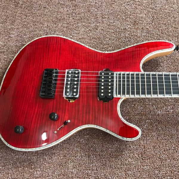 Mayones guitar mayones regius red 7 string electric guitar neck through guitar custom shop seymour duncan p