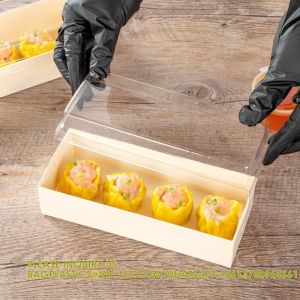 18 Oz Rectangle Long Straight Wooden Containers - Containers Sold Separately,