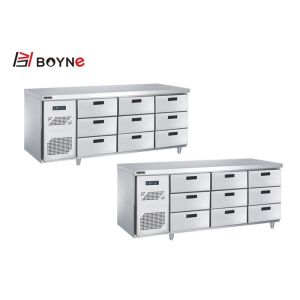 Counter Industrial Catering Fridge Self - Closing Nine Drawers SS201 Adjustable