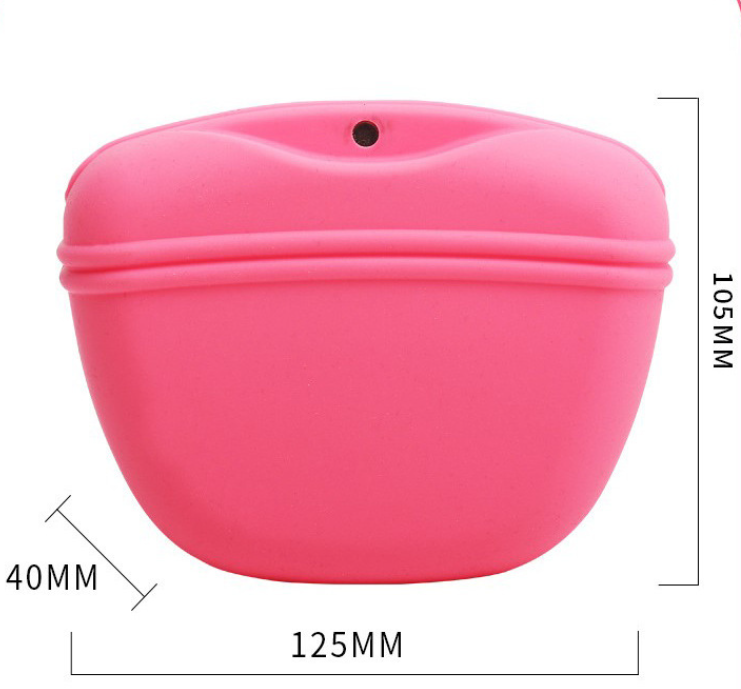 Cutting Service Silicone Portable Dog Treat Bag with Magnetic Closure and Waist Clip Pouch