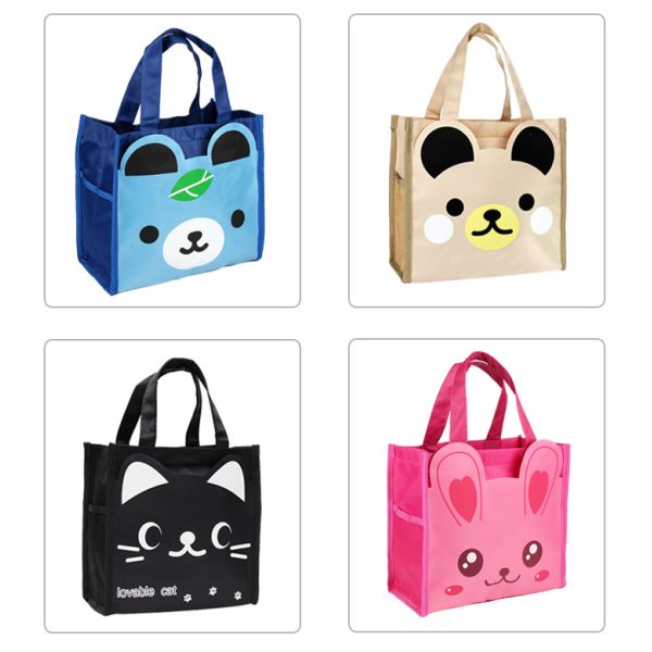 Students Animals Children Canvas Tote Bags School Waterproof Lunch Bento Bag