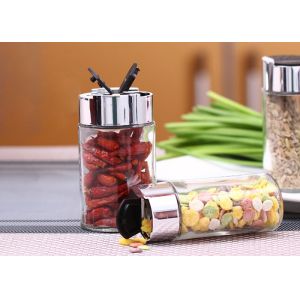 High White Glass Empty Glass Jars Salt And Pepper Shakers Round Shape