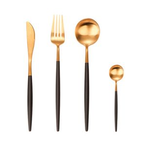 SGS 4 Piece Kitchen Flatware Sets 18/8 Stainless Steel Gold Plated Spoon And