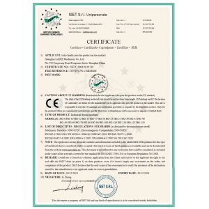 Shanghai Laijie Machinery Co.Ltd Certifications