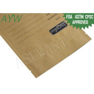 Moisture Proof Kraft Paper Zipper Bags Zip Closure For Loose Tea Leaves