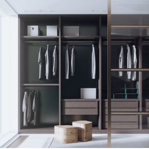 20mm Walnut Wood Walk In Closet Wardrobe