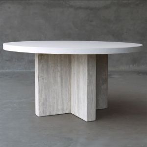 Rectangular Kitchen Chair Set Concrete GRC Dining Table With Bench