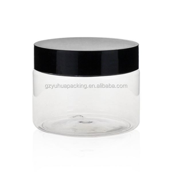 Clear 150ml 5oz Plastic Packaging Jars Round Shape With White Black Lid