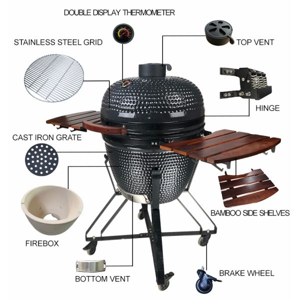 KAMADO 23.5 Inch Kamodo BBQ Asado Keramik Meat Grill Chinese Wholesale 2023 Outdoor Ceramic Barbecue Kamado