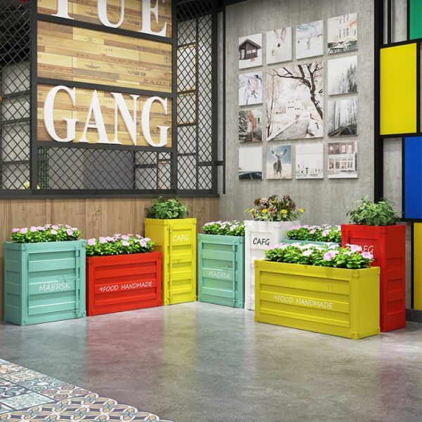 Extra large outdoor modern metal flower pot colorful planters