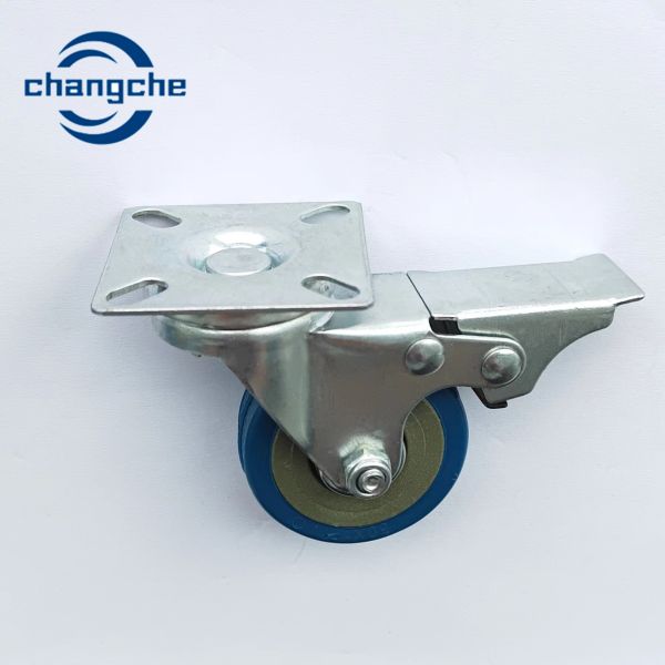 Buy 3 Inch Blue Industrial Caster Wheels with Flat Plate Stem at wholesale prices