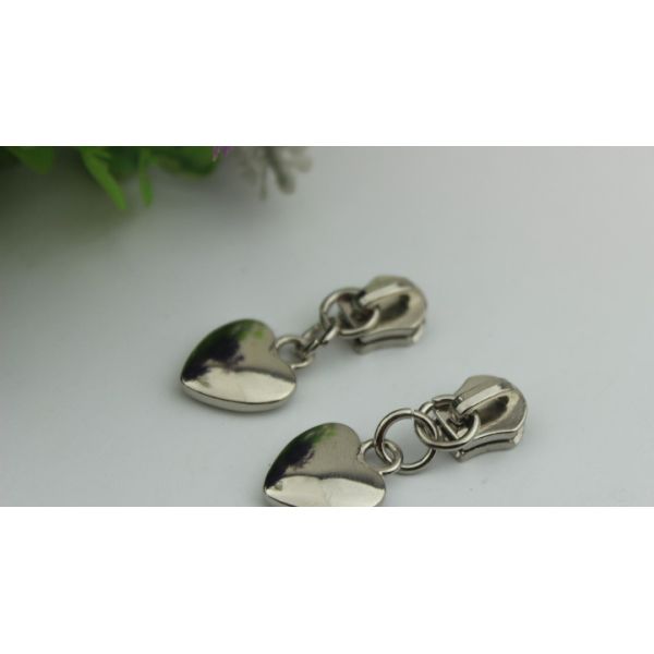 High grade small style bag metal accessories light gold heart shape zipper puller with slider 5#
