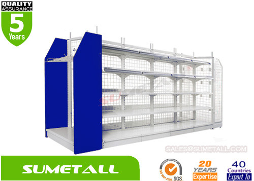 Classical Convenience Store Shelving / Grocery Store Shelves With Mesh Grid