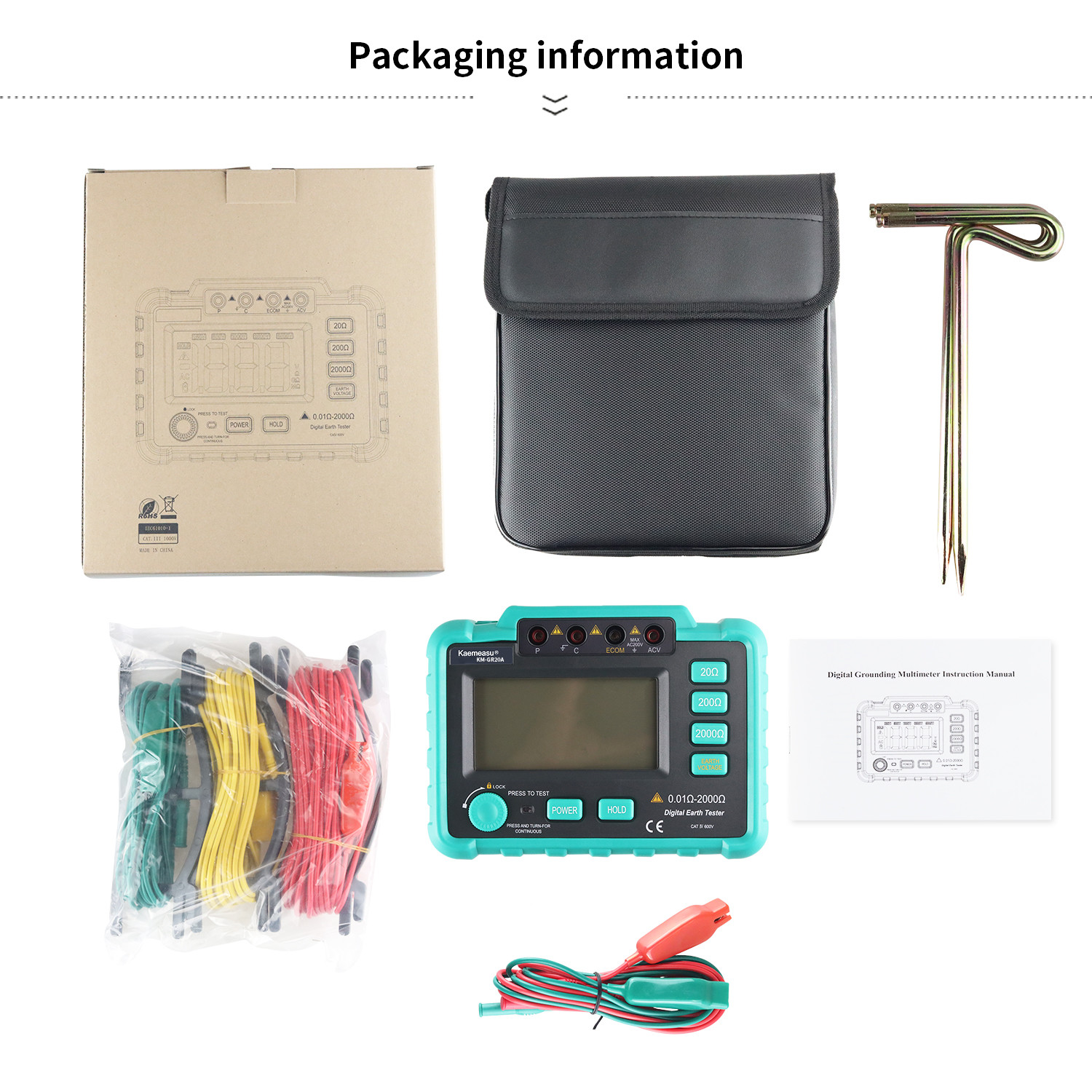 kaemesau AC 200V Grounding Resistance Tester Megohmmeter Measuring Circuit