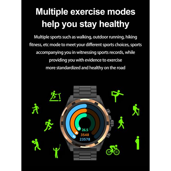 Round Shape, 1.43-inch Large Screen, Smart Watch, Bluetooth 5.0, Calls, Voice Assistant, Business Watch