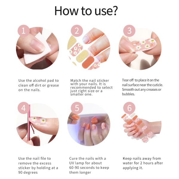 Custom-made 3D Semi Cured Gel Nail Sticker Popular Custom-made Korea Style Design