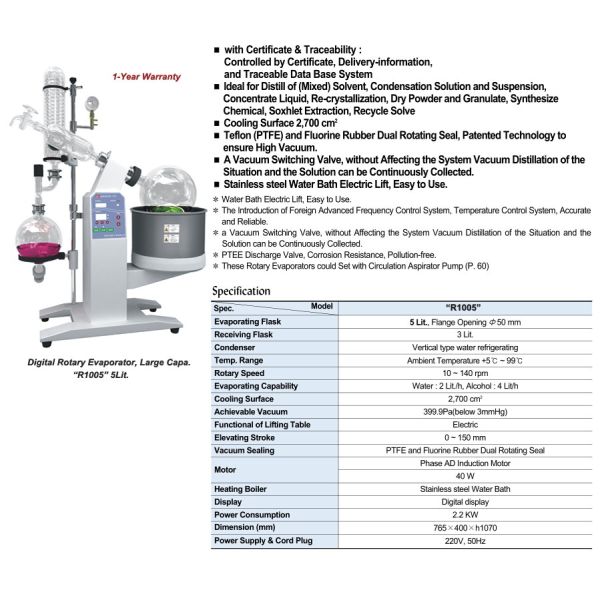 0.5~2Liter,5Liter,10Liter,20Liter,50Liter Digital Rotary Evaporator