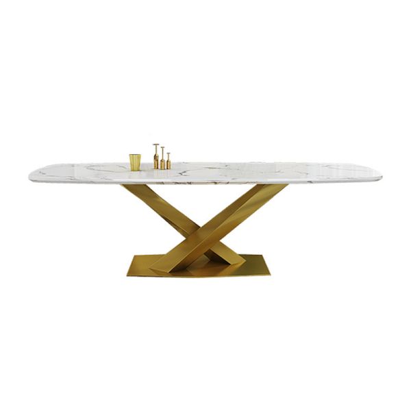 Buy Stainless Steel Legs Marble Extending Dining Table at wholesale prices