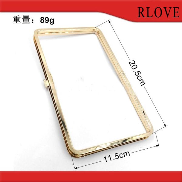 Fashion design hardware accessories gold iron rectangle box clip clutch frame for purse
