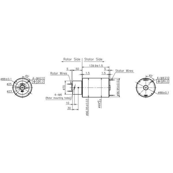 Low Dynamic Noise Hollow Shaft Through Hole Slip Ring Electrical Connector 23mm ID