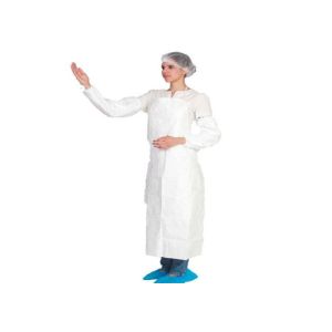 Quality White Disposable Plastic Aprons Breathable Alcohol Resistance Anti Dust / Blood for sale