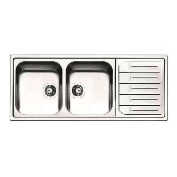 Buy Stainless Steel Kitchen Sink With Drainboard Rust Resistant Durable at wholesale prices