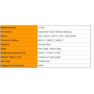 High Quality Clutch Release Bearings Automobile Accessories , CT70B