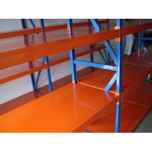 500kg manual operation longspan medium duty shelving with wood shelves