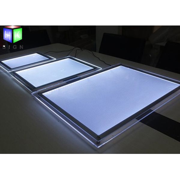 Silver Single Side LED Slim Crystal Frame Light Box Wall Display Round Corner