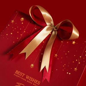 Customized Printed Red Christmas Paper Bags with Ribbon Bow