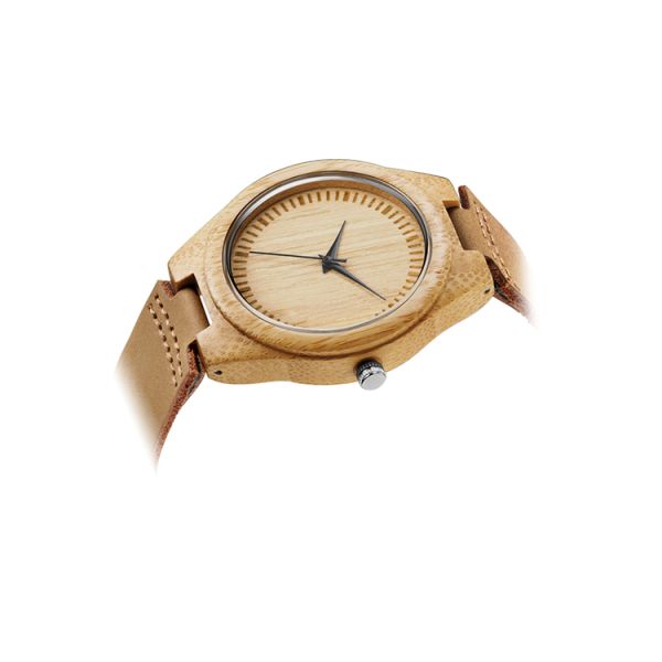 New Style Diy Canvas Wooden Quartz Watch With Genuine Leather Strap