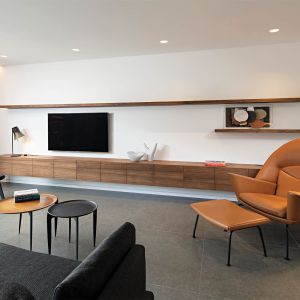 Modern Wall Mounted TV Cabinet With Drawers Wood Grain Melamine