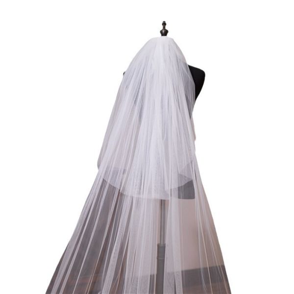 New Styles Customized Two Layers Appliqued Lace 3.5m*1.8m Tulle Bridal Wedding White Veil With Hair Comb