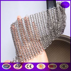 5"x5" Stainless Steel Chain mail Pot Scrubber/ Cast iron cleaner from China top