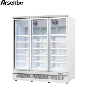 Black Two Door Commercial Supermarket Refrigerator Digital Temp 950L