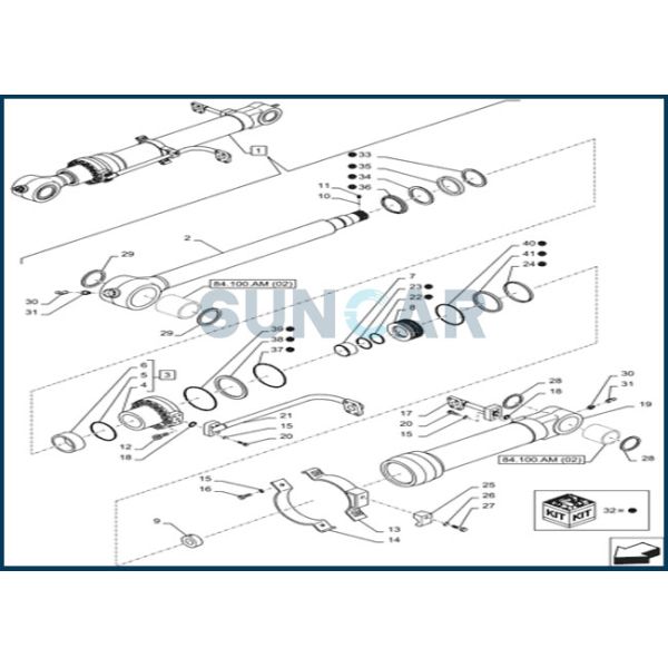 LZ012110 Bucket Cylinder Service Kit For CNH Excavators CX350DLC