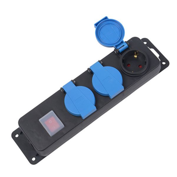 3 outlet Waterproof Germany Type Extension Socket With On/Off Switch