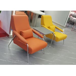 China Orange Yellow Modern Fabric Dining Chairs Sponge Filled on sale