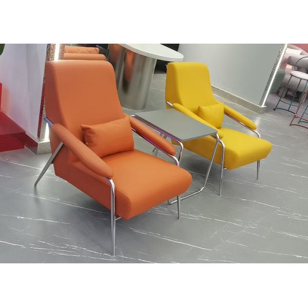 Buy Orange Yellow Modern Fabric Dining Chairs Sponge Filled at wholesale prices