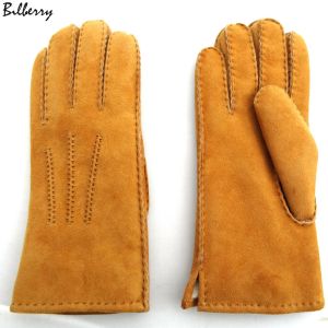 Men Genuine leather Lamb Fur Cheap custom made leather gloves