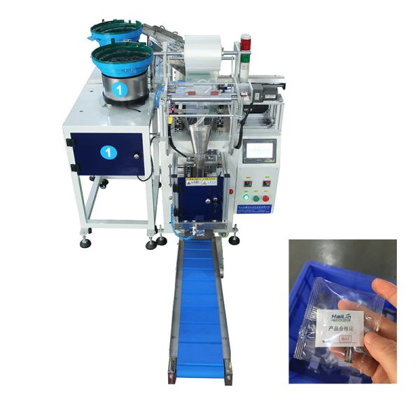 Buy Automatic Counter Filling Screws Label Tag Seal Packaging Machine at wholesale prices