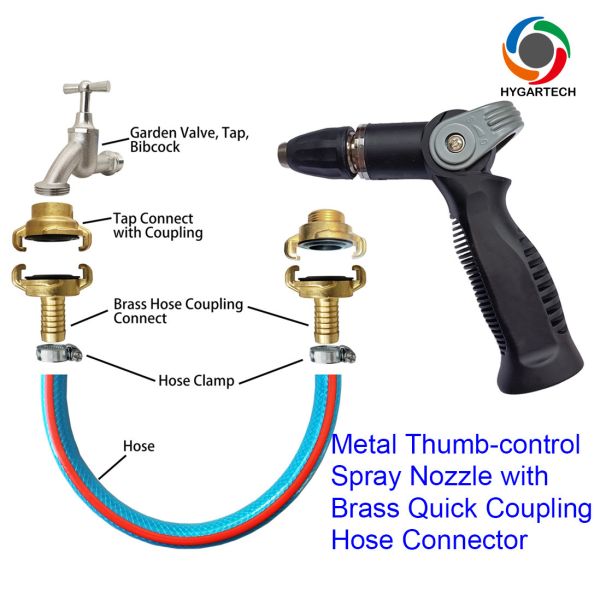 Garden Washing Metal Hose Spray Nozzle Gun 3/4" House Cleaning