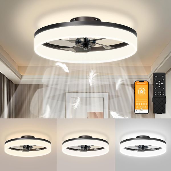 Buy Manufactory 19.7 Inch Invisible Nordic Simple Led Ceiling Cell Fan with Lamp with Led Lighting Led Lamp Classic and Remote at wholesale prices