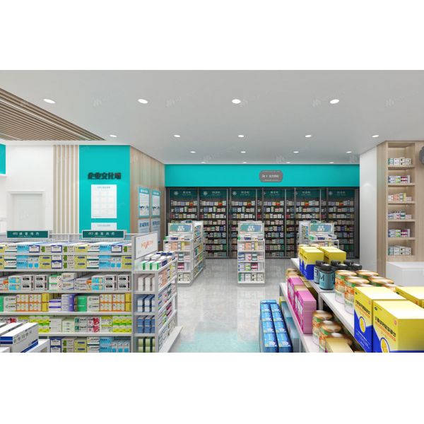 04-XDZYS001 Fashion-forward wooden pharmacy display rack pharmacy shelving for Drugstore Shop Design