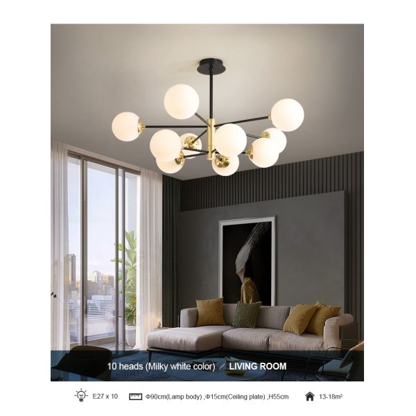 Loft Vintage Loft Chandelier E27 Round Ball Light Ceilling Lamp Black Gold pendant lighting(WH-MI-426)