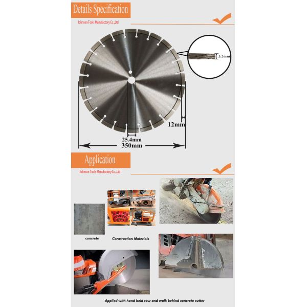400mm Diamond Cutting Blades For Green Concrete Cutting With Protection Teeth