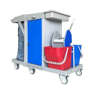 Blue Locking Cabinet 150KG High Capacity Janitor Cart