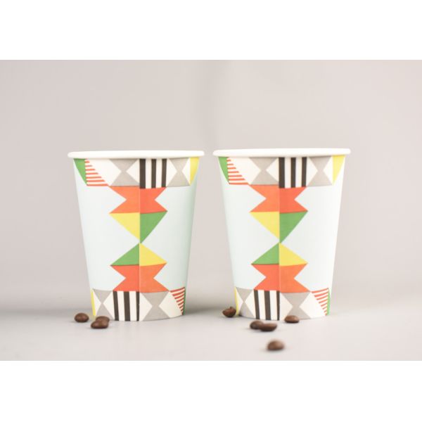 Buy Disposable Paper Coffee Cups With Lids Leak Proof Hollow Logo Printed at wholesale prices